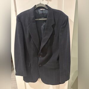 Designer Gino Cappeli Sports Coat Blazer Mens Wool Blend Blue Plaid 42L Vintage